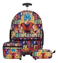 Kit Bolsa Mochila Menino Rodinha Dragon Ball Anime Promoção