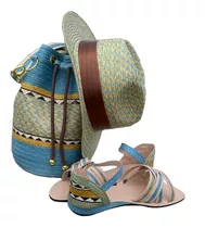 Combo Artesanal Trio Sombrero + Bolso + Sandalias