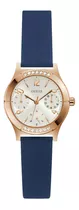 Reloj Para Mujer Marca Guess Color Azul Modelo Piper Color Del Fondo Oro Rosa Color De La Correa Azul Color Del Bisel Oro Rosa