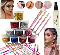 Party Box Bar Kit Glitter Gel + Strass Autoadhesivo Makeup