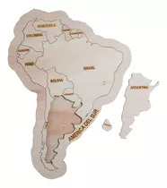 Mapa Didáctico América Pica, Rompecabezas Puzzle Madera 13 P