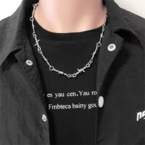 Colar Arame Farpado Punk Gótico Hip Hop Unissex Estilo Jovem