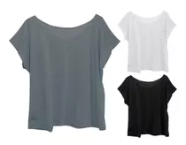 Kit 3 Blusas Blusinha Feminina Plus Size Ombro A Ombro Gola Canoa Escolha As Cores Preto Cinza Branco Vermelho Azul Pink