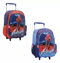 Mochila Carro Spiderman Marvel 38203 Color Azul Diseño De La Tela Rayado