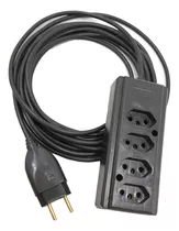 Régua Extensão Elétrica 3 Metros Quadrupla 3 Pinos 20a 10a Cor Preto Plug 20a