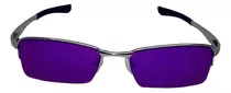 Óculos De Sol Sm Sol Unico Com Estrutura Metálica Prateada, Lente Espelhada/violeta De Policarbonato Degradado