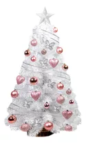 Arbolito Navidad Xl Blanco 1mt + Kit 30 Pzs Gold Rose Sheshu Color Blanco + Kit Gold Rose