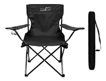 Silla Plegable Con Soporte Para Brazo Camping Parque Playa Color Negro