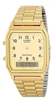 Reloj Casio Unisex Retro Vintage Aq230ga-9bmq Color De La Malla Dorado Color Del Bisel Dorado Color Del Fondo Dorado