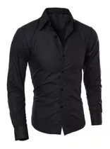 Camisa Elegante Slim Fit Entallado Color Entero Para Hombres