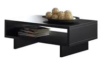 Mesa De Centro Lucky Rack Preto C/ Nicho Porta Revistas 65cm