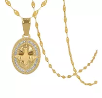 Medalla Espíritu Santo Y Cadena De Oro Sólido 10k Bautizo