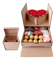 Caja Para Rosas Y Chocolates San Valentín Forma Cubo Corazón