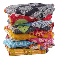 Edredones Kantha Vintage Hechos Mano Antiguos Saris, Gu...