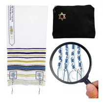 Talit Nacional Judaico Messiânico Estola Azul + Bolsa