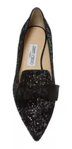 Zapatos Suela Baja Chatitas Dama Jimmy Choo - Glitter Negro 