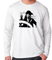 Camiseta Manga Longa Blusa Frio Capitão Jack Sparrow Disney