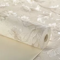 Papel De Parede Texturizado Arabesco Perolado Com Glitter   