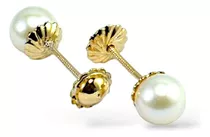 Aros Perla 4.5 Mm De Oro 18k Aretes Con Perlas Cultivadas 