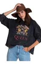 Buzo Rock Queen Logo Capucha Nevado Brendy Store Mujer