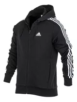 Campera Con Capucha adidas 3 Tiras Negra Solo Deportes