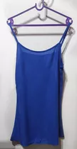 Vestido Corto De Fibrana Azul Talle Unico