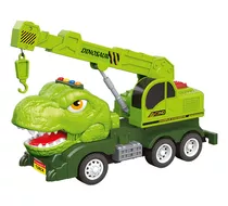 Carrinho Caminhão Dinotruck Brinquedo Com Fricção E Som Cor Tiranossauro Verde