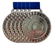 Kit 10 Medalhas Honra Ao Mérito Média 4,4cm Acompanha Fita Cor Prata