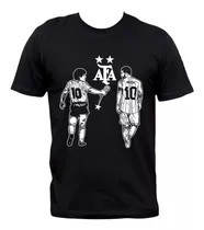 Remera Diego Maradona Lio Messi Copa Del Mundo Tres Estrella