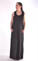 Vestido Maxi (art 048) Con Bolsillos Y Volado-algodon 1 Al 7