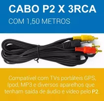 Cabo Adaptador P2 - 3rca Tv, Dvd, Som, Gps, Notebook