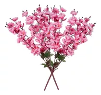 2 Buques Flor Cerejeira Artificial Com 6 Galhos Decoração