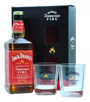 Estuche Whisky Jack Daniels Fire Con 2 Vasos X750cc