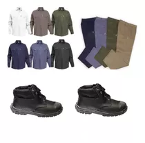 Kit Trabajo Uniforme Camisa Pantalón Botín Oferta