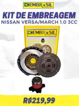 Kit Embreagem Nissan Versa March 1.0 12v 3cilindros Luk