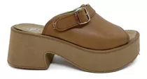 Sandalias Plataforma Mujer Zueco Zapato Taco 6 Cm Faja 410