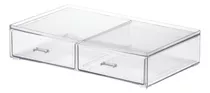 Caixa Organizador Maquiagem Empilhavel C/ 2 Gavetas Cor Transparente  31,5x18,5x5cm