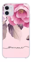 Capa Capinha Personalizada Com Nome Floral Rosa