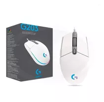 Mouse Logitech G203 Lightsync Gaming, Color Blanco