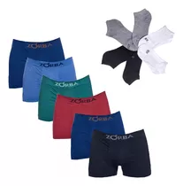 Pack X 6 Boxer Zorba Art. 130 Algodon + 12 Pares De Medias 