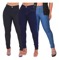 Kit De 3 Calça Feminina Cintura Alta Premium Empina Bumbum