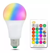 Pack 2 Ampolleta Led E27 Rgb 12w Control Remoto Luz Colores 