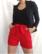 Short Mujer Pantalon Corto Elastizado Con Lazo Moda Dama