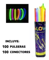 100 Pulseras Led Fluor Brillan En La Oscuridad Cotillon