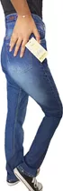 Pantalon Jean Azul Corte Alto Tela Resistente Dama Mebon