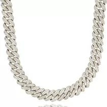 Collar Cadena Cubana Michy Con Diamantes Iced Simil Oro M®