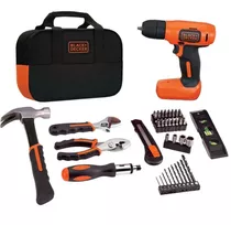 Kit Taladro Atornillador 8v + 54 Piezas Ld008ka Black+decker Color Naranja