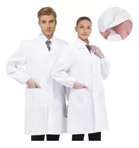 Delantal Clínico Médico Largo Unisex Laboratorio 100%algodón