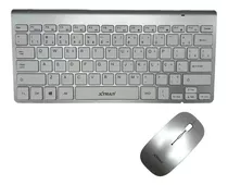 Kit Teclado Mousewireless Fino Abnt2 Hk8850 Prata Xtrad Cor Do Mouse Prateado Cor Do Teclado Prateado