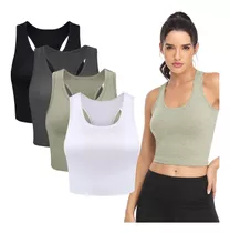 Set X4 Top Musculosa Deportiva Remera Entrenar Dama- El Rey